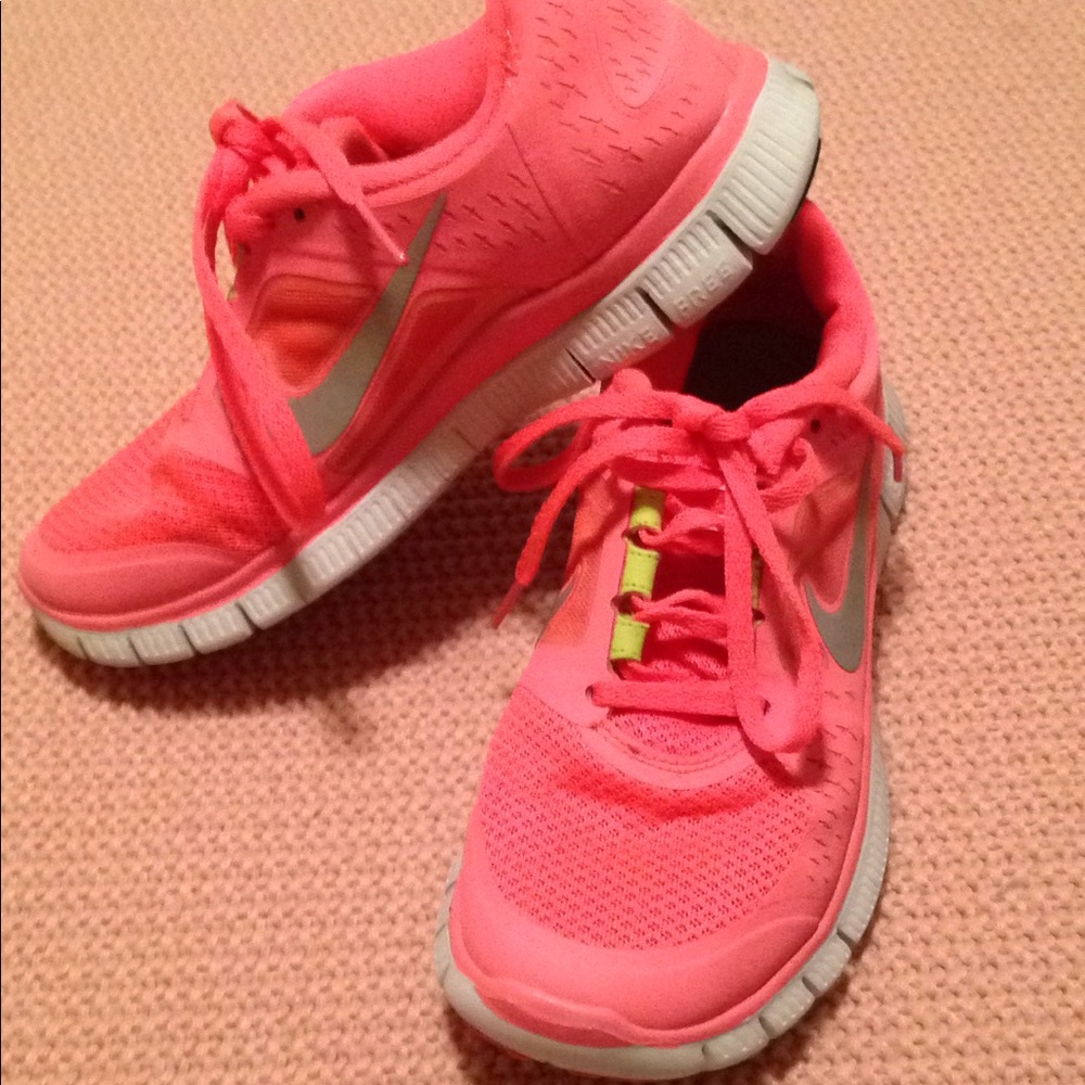 Coral Neon Green Nike Free Run 3